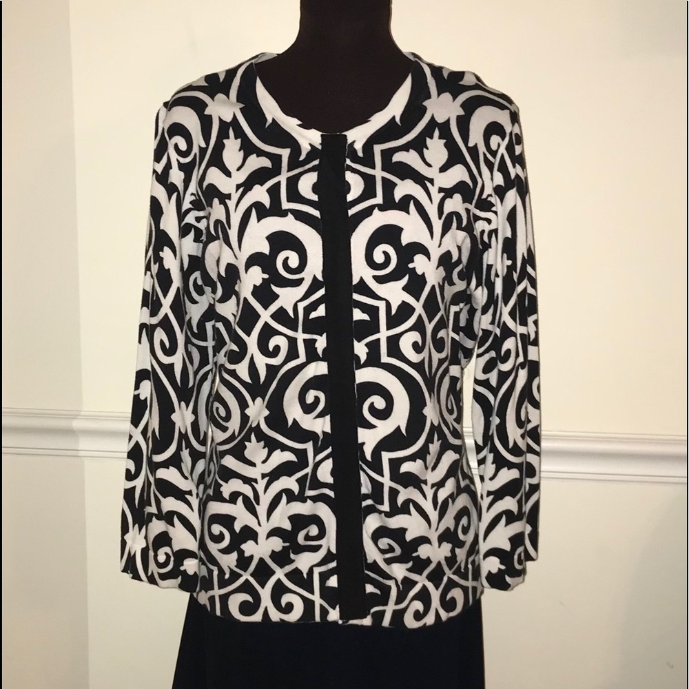 Vintage Liz Claiborne Black and White Cardigan EUC